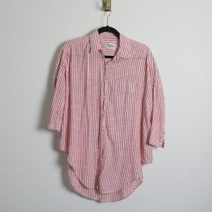 Anthropologie Red White Vertical Stripe Lightweight Breezy Cotton Shirt
